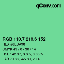 カラーコード: RGB 110.7 218.6 152 | qconv.com