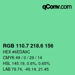 カラーコード: RGB 110.7 218.6 156 | qconv.com