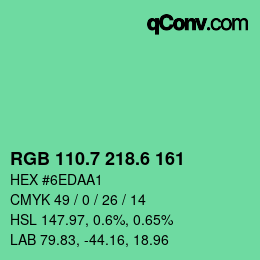 カラーコード: RGB 110.7 218.6 161 | qconv.com