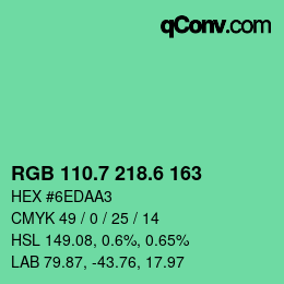 カラーコード: RGB 110.7 218.6 163 | qconv.com