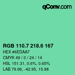 カラーコード: RGB 110.7 218.6 167 | qconv.com
