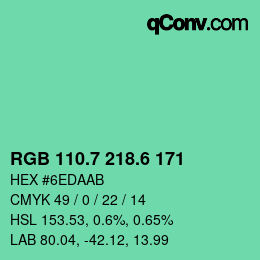 カラーコード: RGB 110.7 218.6 171 | qconv.com