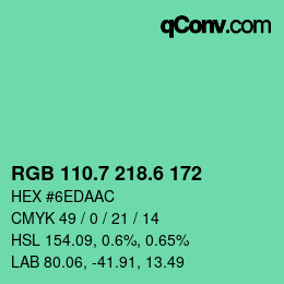 カラーコード: RGB 110.7 218.6 172 | qconv.com
