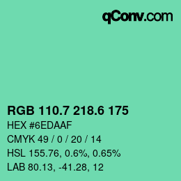 カラーコード: RGB 110.7 218.6 175 | qconv.com