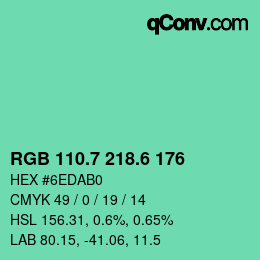 カラーコード: RGB 110.7 218.6 176 | qconv.com