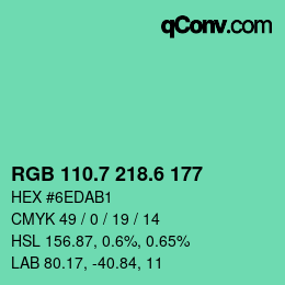 カラーコード: RGB 110.7 218.6 177 | qconv.com
