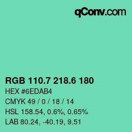 カラーコード: RGB 110.7 218.6 180 | qconv.com