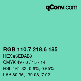 カラーコード: RGB 110.7 218.6 185 | qconv.com
