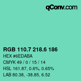 カラーコード: RGB 110.7 218.6 186 | qconv.com