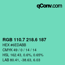 カラーコード: RGB 110.7 218.6 187 | qconv.com