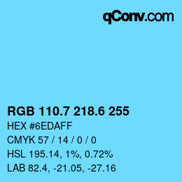カラーコード: RGB 110.7 218.6 255 | qconv.com