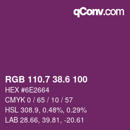 カラーコード: RGB 110.7 38.6 100 | qconv.com