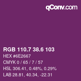 カラーコード: RGB 110.7 38.6 103 | qconv.com