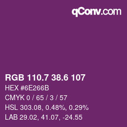 カラーコード: RGB 110.7 38.6 107 | qconv.com