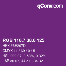 カラーコード: RGB 110.7 38.6 125 | qconv.com