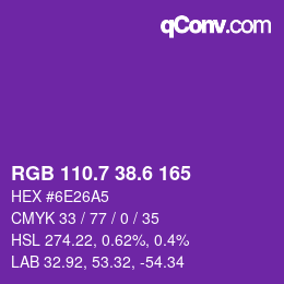 カラーコード: RGB 110.7 38.6 165 | qconv.com