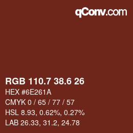 カラーコード: RGB 110.7 38.6 26 | qconv.com