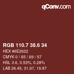 カラーコード: RGB 110.7 38.6 34 | qconv.com
