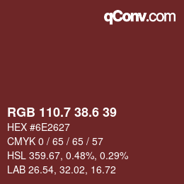カラーコード: RGB 110.7 38.6 39 | qconv.com