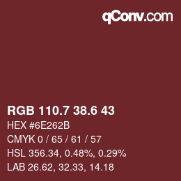 カラーコード: RGB 110.7 38.6 43 | qconv.com