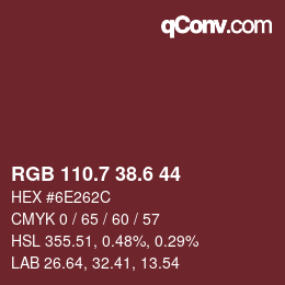 カラーコード: RGB 110.7 38.6 44 | qconv.com