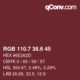 カラーコード: RGB 110.7 38.6 45 | qconv.com