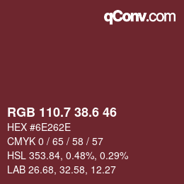 カラーコード: RGB 110.7 38.6 46 | qconv.com