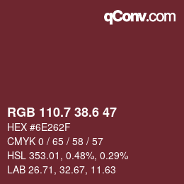 カラーコード: RGB 110.7 38.6 47 | qconv.com