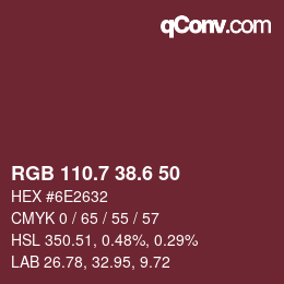 カラーコード: RGB 110.7 38.6 50 | qconv.com