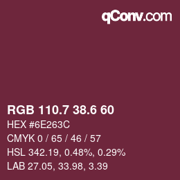 カラーコード: RGB 110.7 38.6 60 | qconv.com