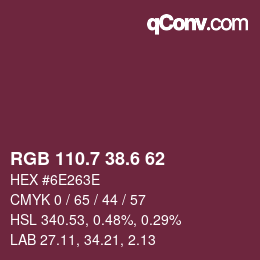 カラーコード: RGB 110.7 38.6 62 | qconv.com