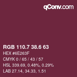 カラーコード: RGB 110.7 38.6 63 | qconv.com