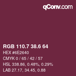 カラーコード: RGB 110.7 38.6 64 | qconv.com