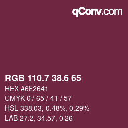 カラーコード: RGB 110.7 38.6 65 | qconv.com