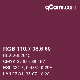 カラーコード: RGB 110.7 38.6 69 | qconv.com