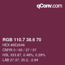 カラーコード: RGB 110.7 38.6 70 | qconv.com