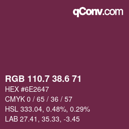 カラーコード: RGB 110.7 38.6 71 | qconv.com
