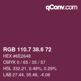 カラーコード: RGB 110.7 38.6 72 | qconv.com