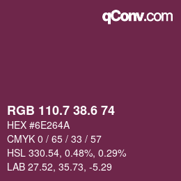 カラーコード: RGB 110.7 38.6 74 | qconv.com
