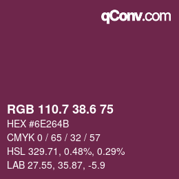 カラーコード: RGB 110.7 38.6 75 | qconv.com