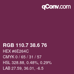 カラーコード: RGB 110.7 38.6 76 | qconv.com