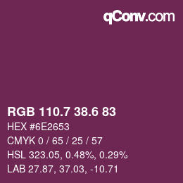 カラーコード: RGB 110.7 38.6 83 | qconv.com