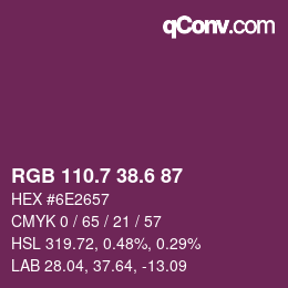 カラーコード: RGB 110.7 38.6 87 | qconv.com