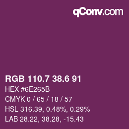 カラーコード: RGB 110.7 38.6 91 | qconv.com
