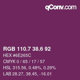 カラーコード: RGB 110.7 38.6 92 | qconv.com