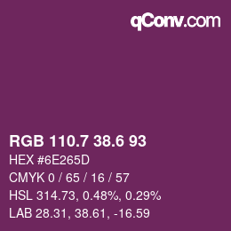 カラーコード: RGB 110.7 38.6 93 | qconv.com