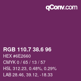 カラーコード: RGB 110.7 38.6 96 | qconv.com