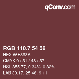 カラーコード: RGB 110.7 54 58 | qconv.com