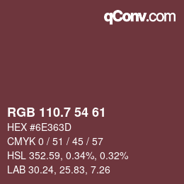 カラーコード: RGB 110.7 54 61 | qconv.com