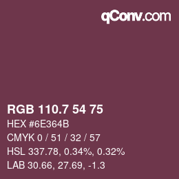 カラーコード: RGB 110.7 54 75 | qconv.com